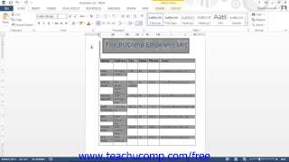 Word 2013 Tutorial Selecting Table Objects Microsoft Training Lesson 16.3