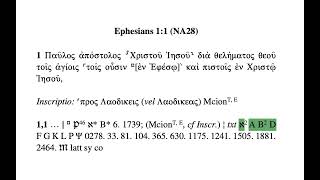 How to Read the Textual Apparatus – NA28 – Ephesians 1:1