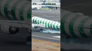 Condor A321 Green Stripes landing at Madeira Airport