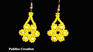 Jungle Flower Beaded Earrings || How to make diy beaded earrings || Beaded Jewelry