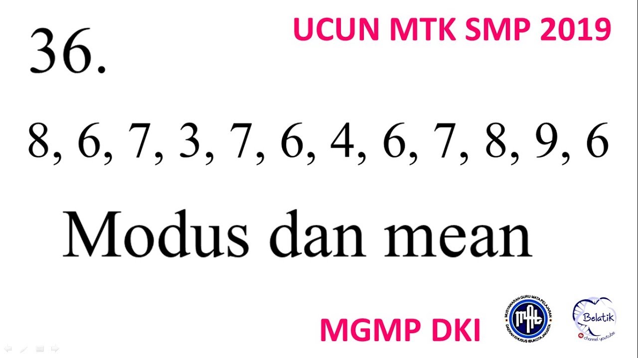 Cara Mudah Mencari Modus & Mean Data Tunggal UCUN Matematika SMP 2019 ...