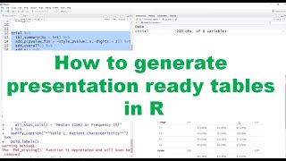 R programming | How to generate presentation ready tables in R | 4 minute tutorial