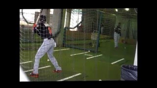 Barry Bonds throwing to Dee Gordon in the Cage 3/11/16