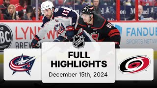 NHL Highlights | Blue Jackets vs. Hurricanes | December 15, 2024