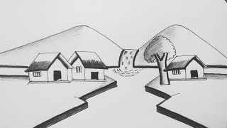 ‌কিভাবে আঁকবেন চমৎকার একটি গ্রামের ছবি।How to draw a wonderful village picture.Art and drawing video