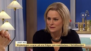 Psykologen Malin Edlund om maktbalans i förhållanden - Nyhetsmorgon (TV4)