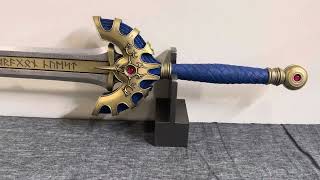 【完成】武器工房アレンジ 金属モデル　(107番刀身、バージョン5ツバ、刀身叩き、プレート凹、段差＆グリップ明るめ青)