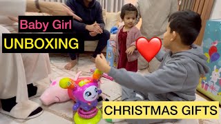 Finally 1 Year Old Baby Girl Chia UNBOXING \u0026 OPENING CHRISTMAS Gifts | Indian Family Living In UK 🇬🇧