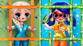 Rich Ladybug and Broke Elsa in Prison / 30 DIYs for LOL OMG