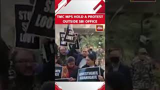 TMC MPs And Workers Hold A Protest Outside SBI Office Amid Adani-Hindenburg Row