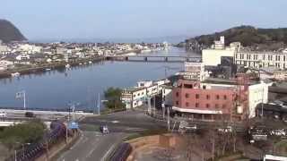 明治維新のふるさとー山口県萩市の風景ー東萩駅前インテリジェンスホテルから写す