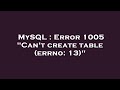 MySQL : Error 1005 