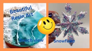 snowflake and beach view resin art - how to resin artwork
