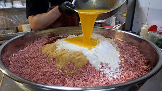 반숙 계란후라이 함박스테이크 / hamburger steak with fried egg - korean street food