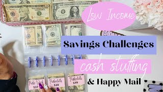 CASH STUFFING SAVINGS CHALLENGES | HAPPY MAIL | LOW INCOME | Black And Blue & Pe