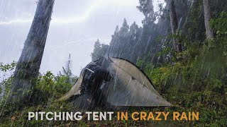 ⛈️ CAUGHT IN THUNDERSTORM! Solo Camping in heavy rain (Rain & Thunder Sound for sleeping)