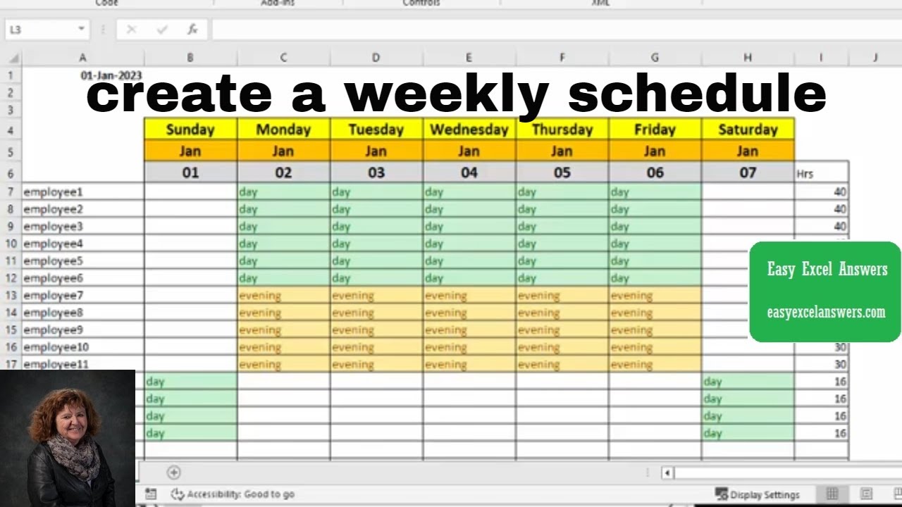 How To Create Weekly Schedules In Excel - YouTube