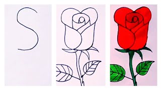 S+❤️=🌹|| how to draw beautiful Rose from Letter S AK artist