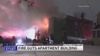 Crews battle fire at Woodlawn apartment building early Wednesday morning