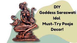 DIY Goddess Saraswati Idol | Unique Abstract Art from Waste Materials – Must-Try Pooja Decor!