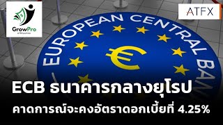 ECB คาดการณ์จะคงอัตราดอกเบี้ยที่ 4.25% I สรุปข่าว Forex โดย ATFX 18 กรกฎาคม 2024