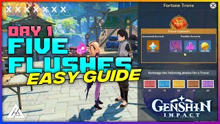 FIVE FLUSHES OF FORTUNE - DAY 1 GUIDE | GENSHIN IMPACT | CG GAMES