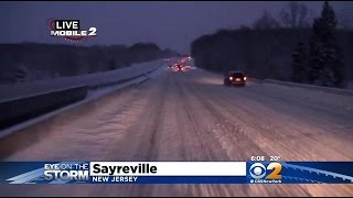 Snow Makes For Tricky Conditions On Sayreville, NJ Roads