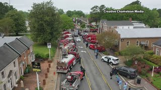 Over 40 fire units pay tribute to Gloucester County Fire Chief, who passed away Friday