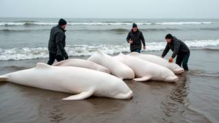 5 White Giants TRAPPED on Shore! When People Saw Their TEARS, They Couldn't Walk Away...