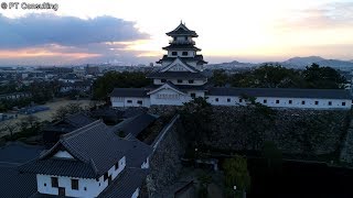 空撮　愛媛県「今治城」Aerial Shoot above  Imabari Castle in Ehime, Japan