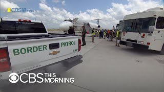 Close look at Border Patrol planes flying migrants from the southern border
