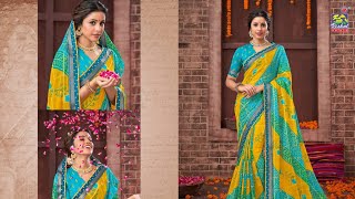 Bandhani saree look for festive season 💟💕//Beautiful bandhani saree collection