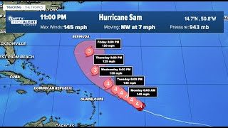 Hurricane Sam moving slowly as Category 4 storm, 2 waves with high chance of development
