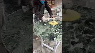 Modern Green Marble Table Polished by Hand