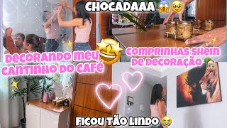 DECOREI MEU CANTINHO DO CAFÉ 💕| comprinhas | MINHA SALA ESTÁ PERFEITA | chocada com resultado 🥹