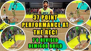 7'0 REVISED DEMIGOD DROPS 37 POINTS AT THE REC! NBA 2K24 Rec Center Gameplay Best Center Build