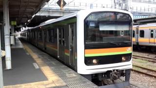 JR東日本 八高線 209系3100番台 ハエ72編成 4両編成  川越線 直通  各駅停車 川越 行  拝島駅 4番線を発車