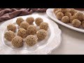 كرات التمر والطحينة بالسمسم أسهل حلى بدون فرن date truffles