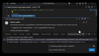 Using the new VS Code GitHub Copilot "Code Review"