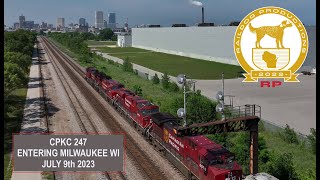 CPKC 247 Entering Milwaukee WI With Five Engines Upfront with a Mid DPU 7-9-2023