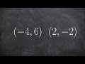 Writing an equation using point slope form given two points