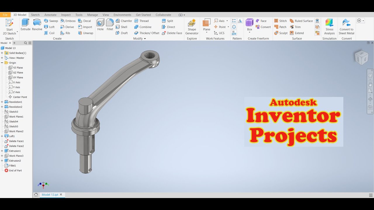 Autodesk Inventor Tutorial 3d Model 13 Youtube