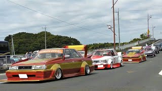 街道レーサー・旧車の搬入・エンジンサウンド　旧車チャリティーミーティング