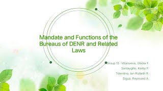 Mandate and Functions of the Bureaus of DENR and Related Laws