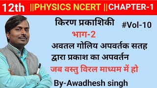 12th phy-part-2 Cha-1किरण प्रकाशिकी||अवतल गोलिय अपवर्तक सतह द्वारा अपवर्तन|| in hindi