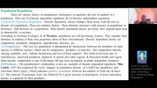 F.Y.B.Sc Lecture: 22 Population Regulation-Density Dependent \u0026 Independent ( K.J.S.C. - Science)