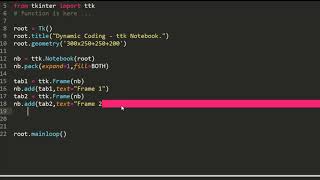 Notebook widget In tkinter / Create Tabs in root window / Tkinter tutorial in Hindi / Dynamic Coding