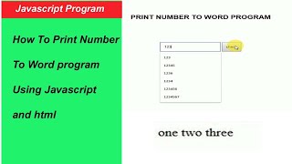 Number to convert word program with JavaScript and html project