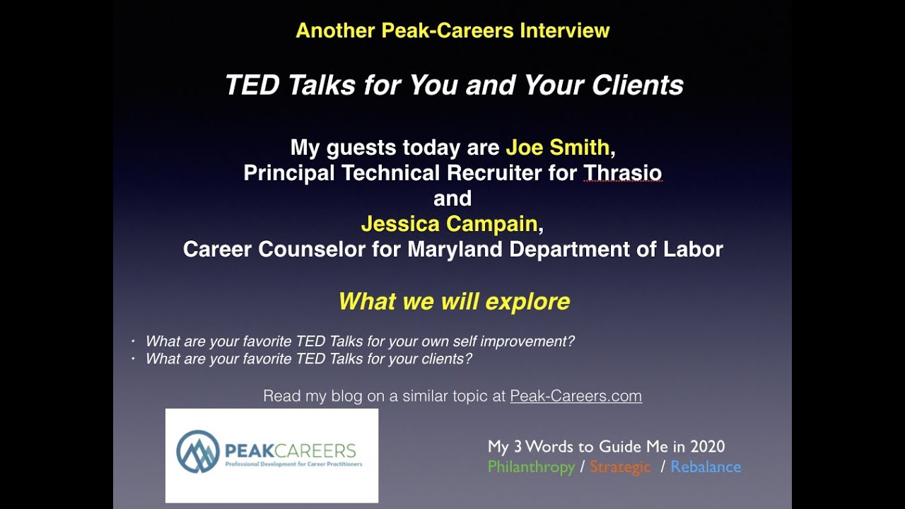 INTERVIEW: TED Talks For Career Practitioners And Your Clients - YouTube