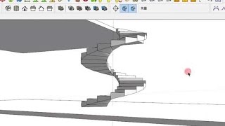 Speedup sketchup 21 ：等比級數複製建構螺旋梯,斜坡.Create spiral stair,ramp by geometric progression copy